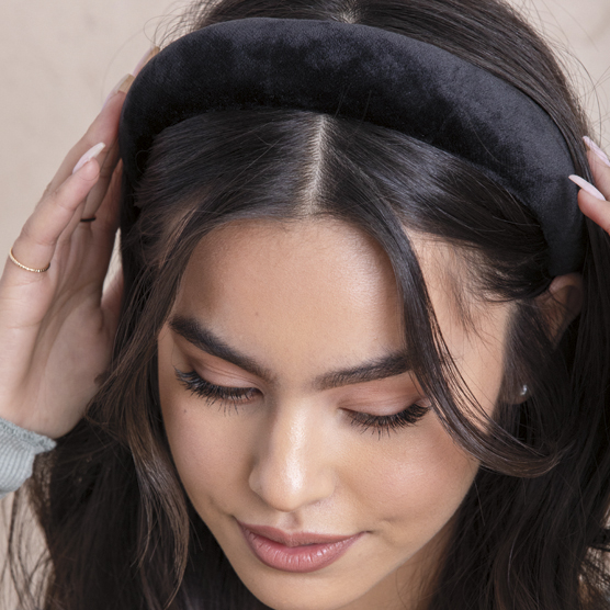 Real Style Black Velvet Padded Headband 1pk
